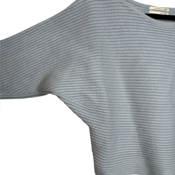 Anthropologie Kendall Cropped Ribbed Knit Boat Neck Blue Sweater Small - Picture 5 of 11